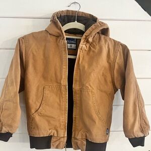 Vintage RK Boys denim khaki puffer work coat heavy duty Sz 7/8